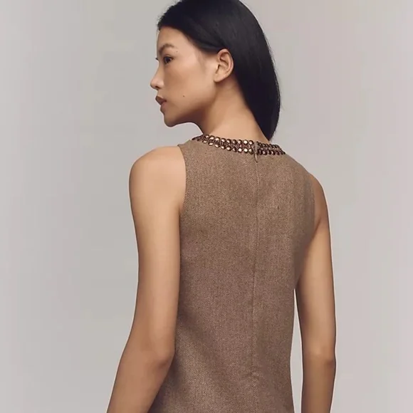 NWT By Anthropologie Beaded Keyhole Sleeveless Mini Dress Sz L - Picture 6 of 15